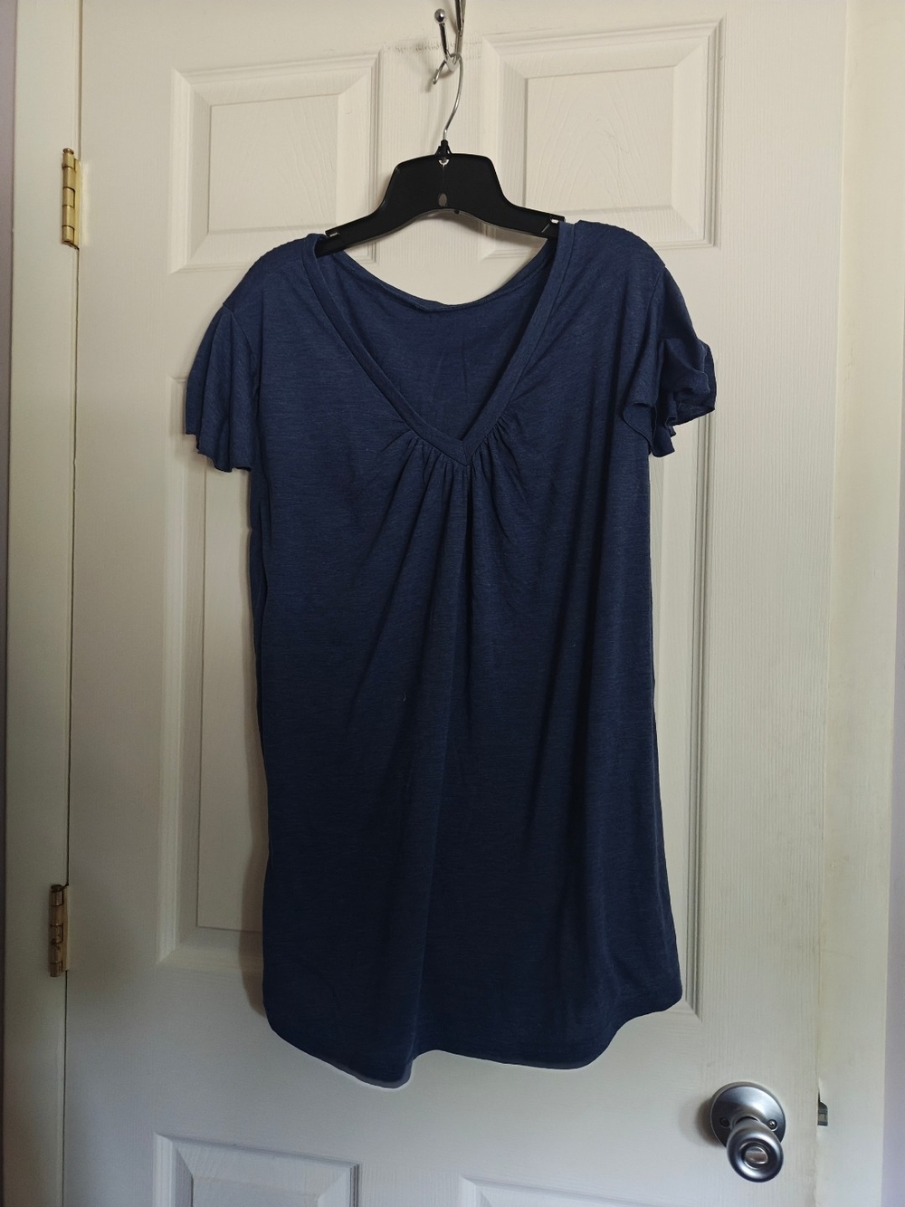 Blue Women’s V-Neck Short Sleeve Top